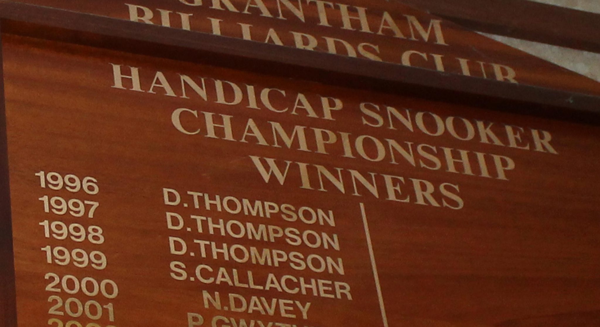 Handicap Snooker Championship Winners