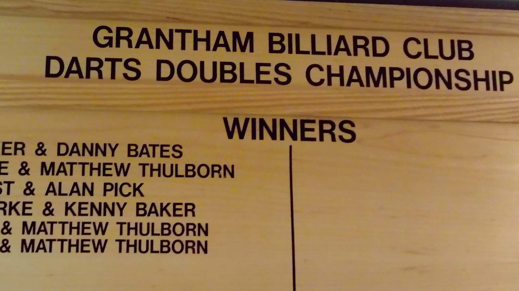 Darts Doubles Championship Grantham Snooker and Pool Club